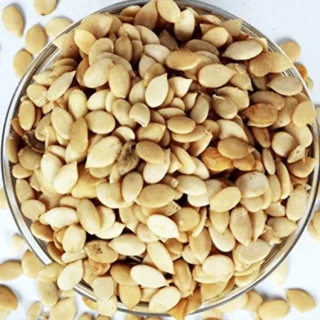 Char Magaz A blend of almonds, pumpkin seeds, cantaloupe seeds, and watermelon seeds, known for their nutritional benefits.