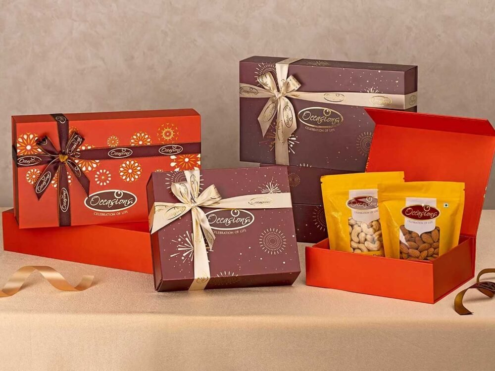 Brown Orange Colour Dry Fruit Gift Boxes