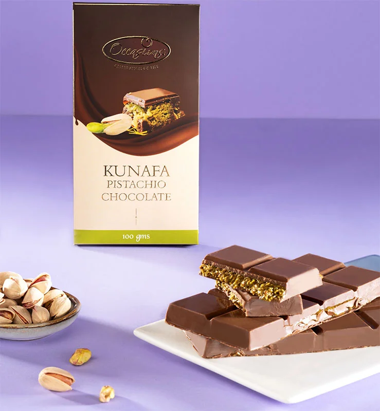Dubai Kunafah Pistachio Chocolate - Pack of Two Bars